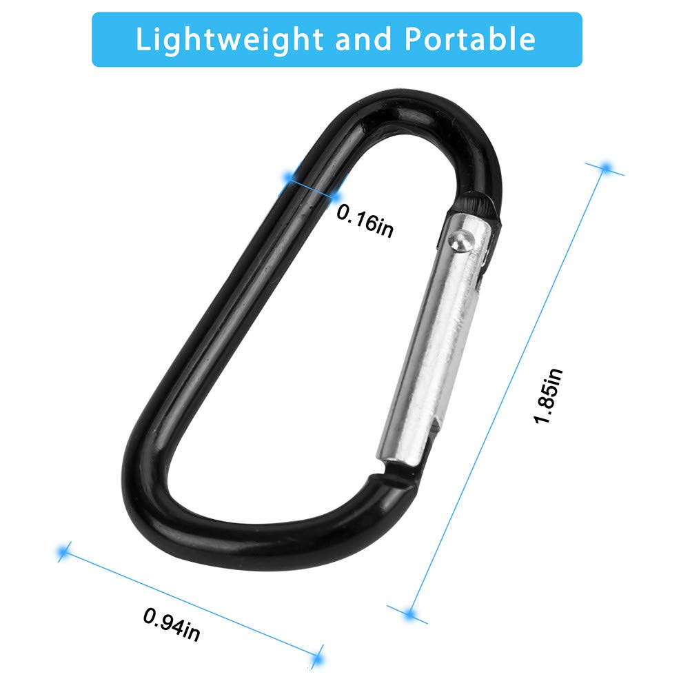 20PCS Mini 1.85"/4.7CM Aluminum Carabiners with 10PCS Nickel Metal Key Rings Lightweight D Shape Keychain Clips Small Multipurpose Carabiner Buckles for Indoor Outdoor Use