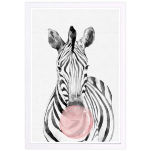 wynwood studio animals framed wall art prints 'zebra bubblegum' home décor, 13" x 19", black, pink