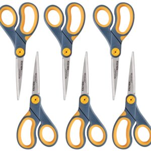 Westcott ‎17597 8-Inch Non-Stick Titanium Scissors For Office and Home, Blue/Gray, 6 Pack