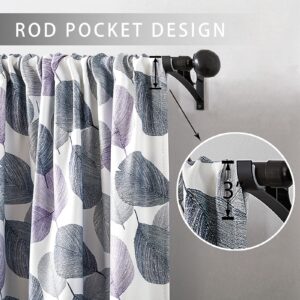 MRTREES Leaves Printed Valance Curtains 16 inch Room Darkening Grey Kitchen Curtain Valances Living Room Leaf Print Triple Weave Multi Color Window Treatment Bedroom 1 Panel Rod Pocket