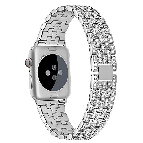 Dsytom Bing Band Compatible with Apple Watch Band 38mm 40mm 41mm,Jewelry Replacement Metal Wristband Strap for iWatch Band Series Ultra 2 9/8/7/6/5/4/3/2/1/SE Ultra(Silver)