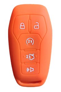 ford mustang key fob cover: silicone car remote case fit for ford mustang fusion exploer edge f150 lincoln mkz mkx mkc | orange rpkey key fob shell protector
