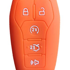 Ford Mustang Key Fob Cover: Silicone Car Remote Case Fit for Ford Mustang Fusion Exploer Edge F150 Lincoln MKZ MKX MKC | Orange Rpkey Key Fob Shell Protector