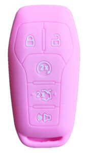 ford mustang key fob cover: silicone car remote case fit for ford mustang fusion exploer edge f150 lincoln mkz mkx mkc | pink rpkey key fob shell protector