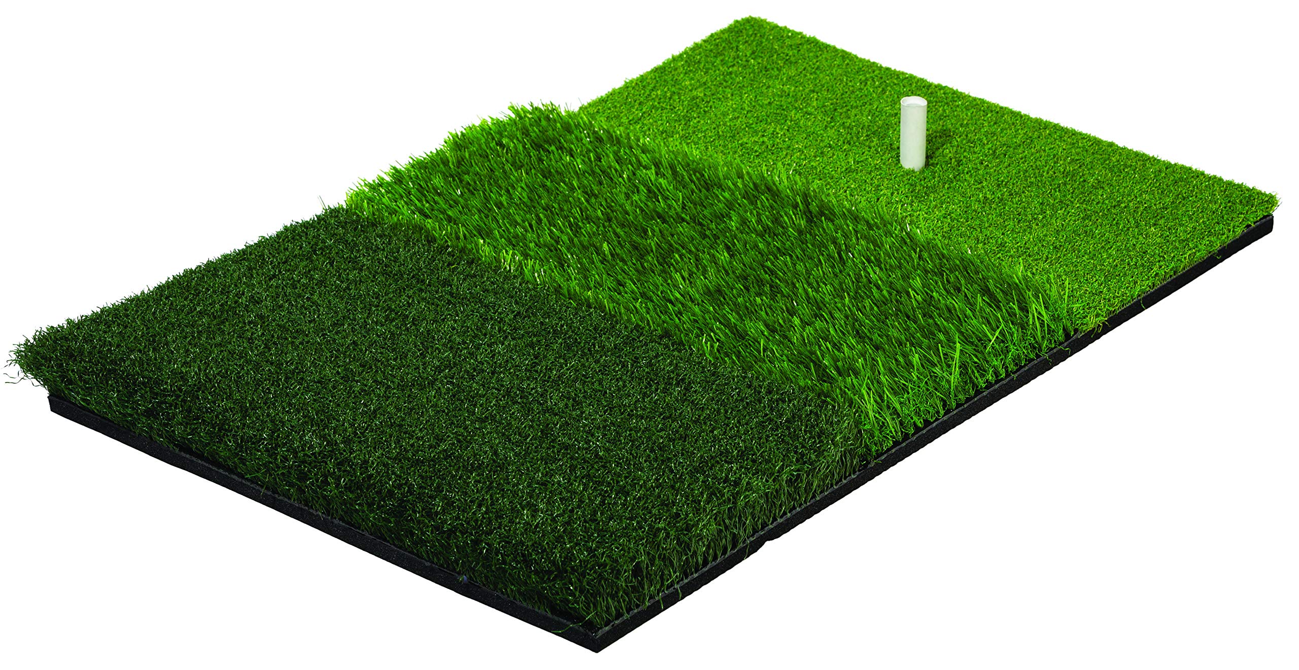 Franklin Sports Tri-Turf Golf Hitting Mat with Rubber Tee - Practice Aid Golf for All Levels - Portable Hitting Grass for Golf Driving, Green Multi, (Model: 92502X)