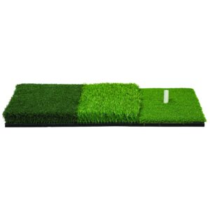 Franklin Sports Tri-Turf Golf Hitting Mat with Rubber Tee - Practice Aid Golf for All Levels - Portable Hitting Grass for Golf Driving, Green Multi, (Model: 92502X)