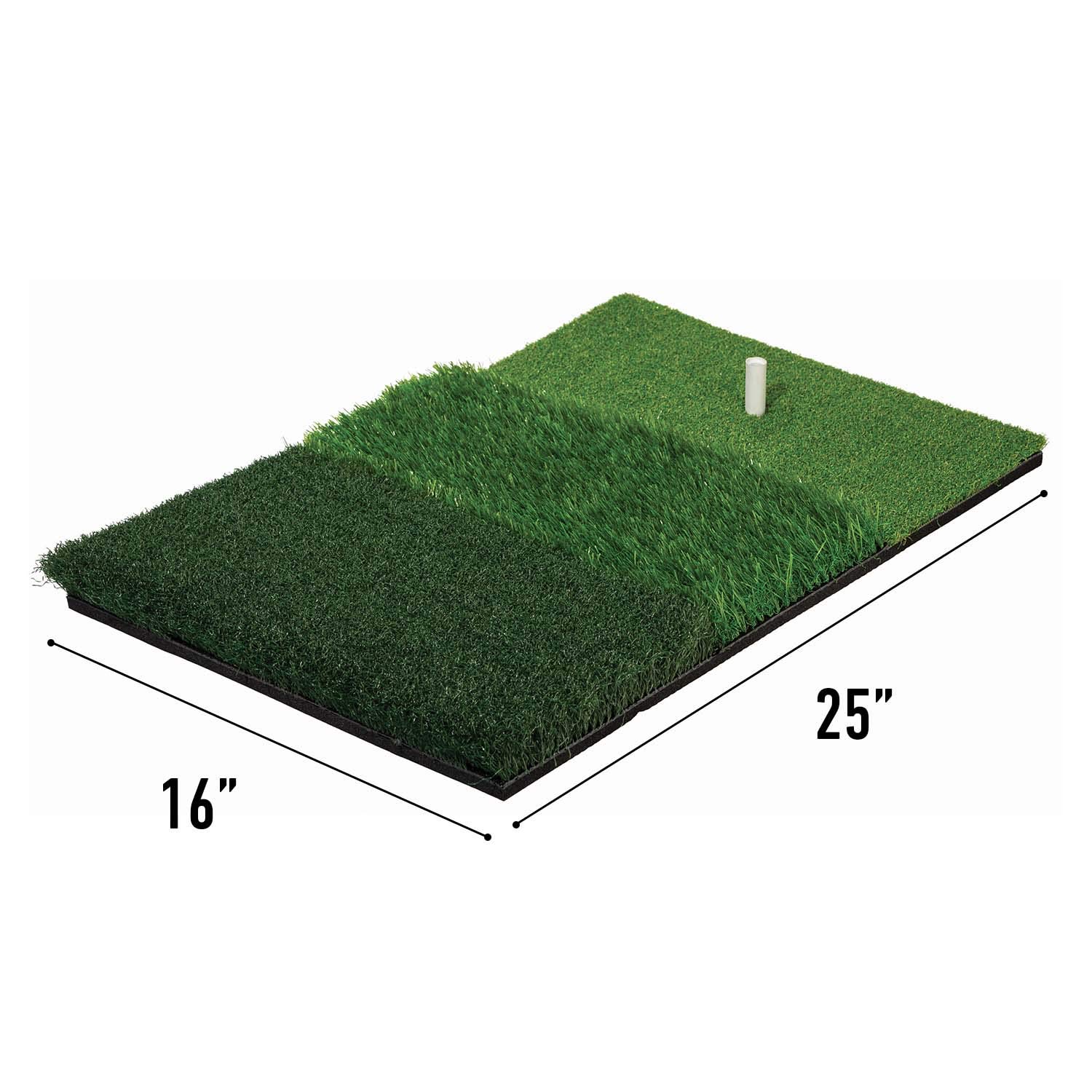 Franklin Sports Tri-Turf Golf Hitting Mat with Rubber Tee - Practice Aid Golf for All Levels - Portable Hitting Grass for Golf Driving, Green Multi, (Model: 92502X)