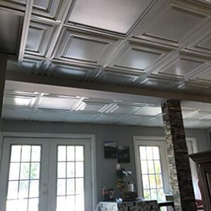 From Plain To Beautiful In Hours 232 Economy PVC Lay-in Ceiling Tile 2 ft. x 2 ft., White, 10 Pack