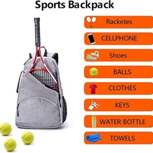 QCWN 2 Raquet Tennis Bag,Tennis Bags For Men Women,Tennis Backpack,Durable Tennis Bookbag,Tennis Pickleball Bag,Tennis Bag Waterproof,Raquet Carrier for Balls, Pickleball Paddles, Badminton Rackets