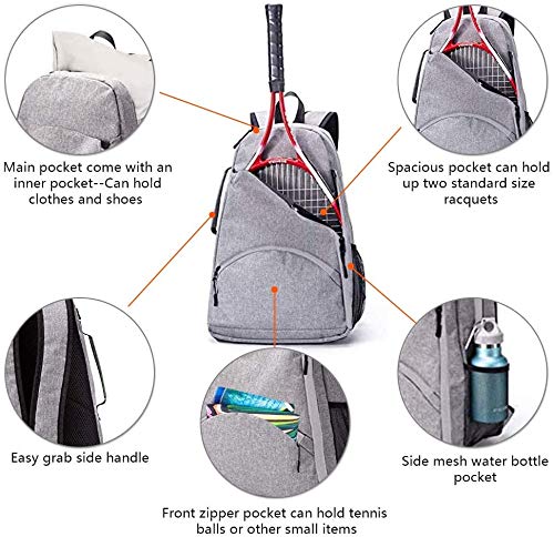 QCWN 2 Raquet Tennis Bag,Tennis Bags For Men Women,Tennis Backpack,Durable Tennis Bookbag,Tennis Pickleball Bag,Tennis Bag Waterproof,Raquet Carrier for Balls, Pickleball Paddles, Badminton Rackets