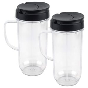 felji 2 pack 22 oz tall cup includes flip top to go lid replacement part compatible with 250w magic bullet mb 1001 blenders