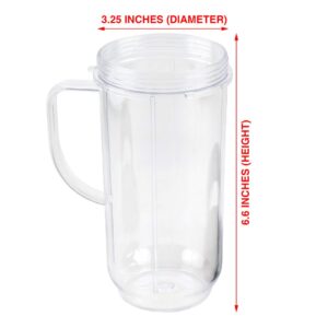 Felji 2 Pack 22 oz Tall Cup includes Flip Top To Go Lid Replacement Part compatible with 250W Magic Bullet MB 1001 Blenders