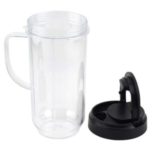 Felji 2 Pack 22 oz Tall Cup includes Flip Top To Go Lid Replacement Part compatible with 250W Magic Bullet MB 1001 Blenders