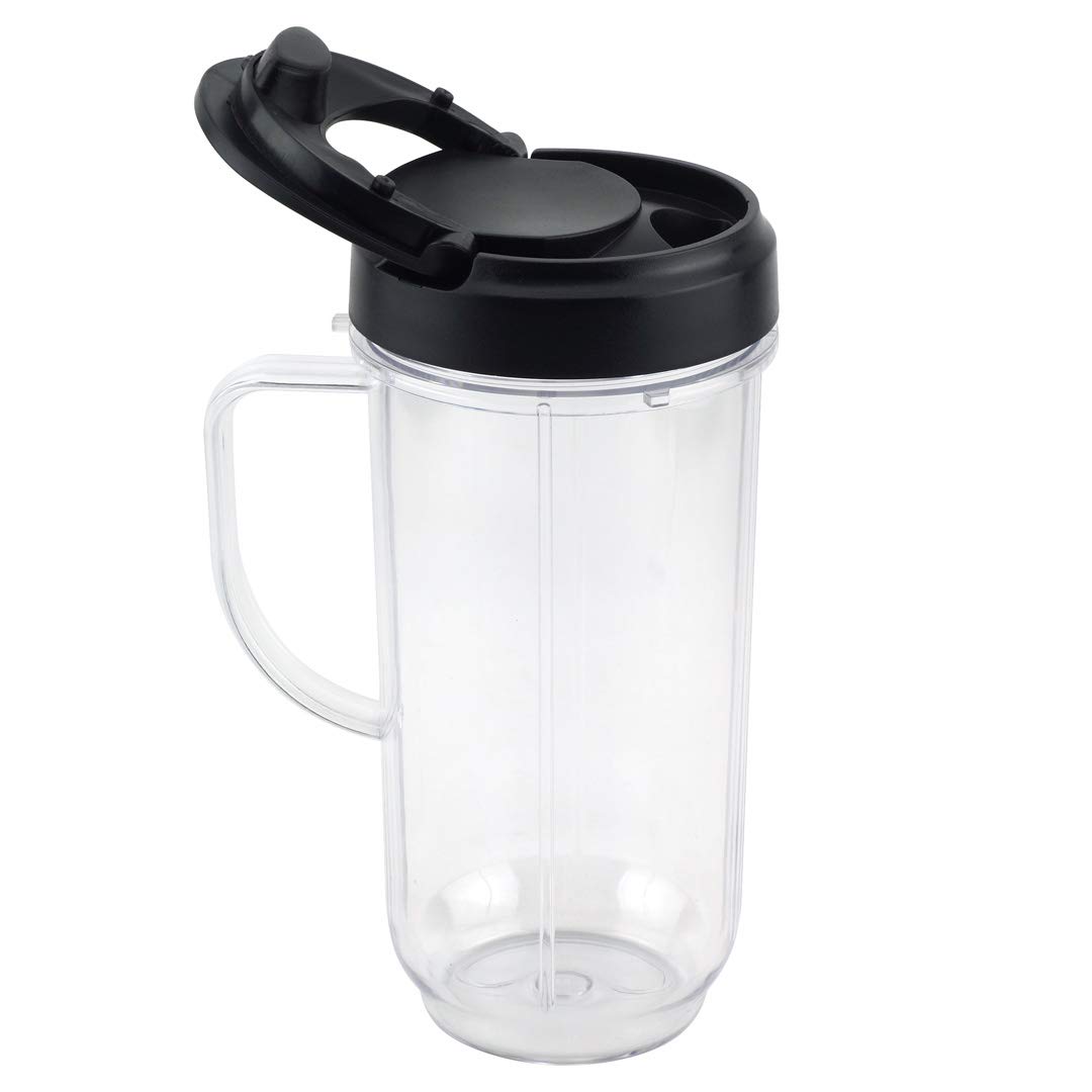 Felji 2 Pack 22 oz Tall Cup includes Flip Top To Go Lid Replacement Part compatible with 250W Magic Bullet MB 1001 Blenders