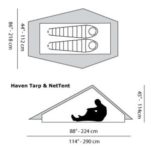 Six Moon Designs Ultralight Gray Haven Tarp and Haven NetTent Bundle - Includes, 2 Person, 18 oz. Haven Tarp and 16 oz. 2 Person Haven NetTent