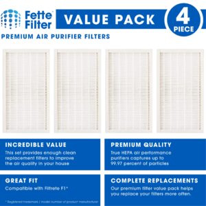 Fette Filter - 4 True HEPA Filters Compatible with 3M Filtrete F1 Replacement Filter for Purifier FAP-C01-F1,FAP-T02-F1, FAP-C01BA-G1, FAP-T02WA-G1, FAP-ST02W FAP-ST02N Compare to Part # FAPF-F1-A F1