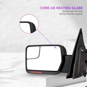 INEEDUP Tow Mirror Towing Mirror Fits for 2004-2014 for Ford for F-150 with Power Heated Turn Signal Light Left Driver Side Manual Folding 1 Piece