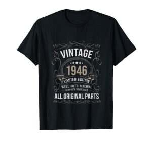 vintage 77 t shirt birthday 1946 birthday older car lover t-shirt