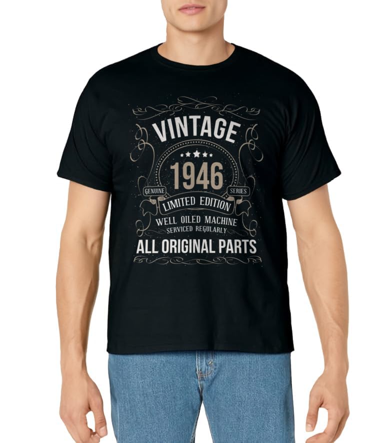 Vintage 77 T Shirt Birthday 1946 Birthday Older Car Lover T-Shirt