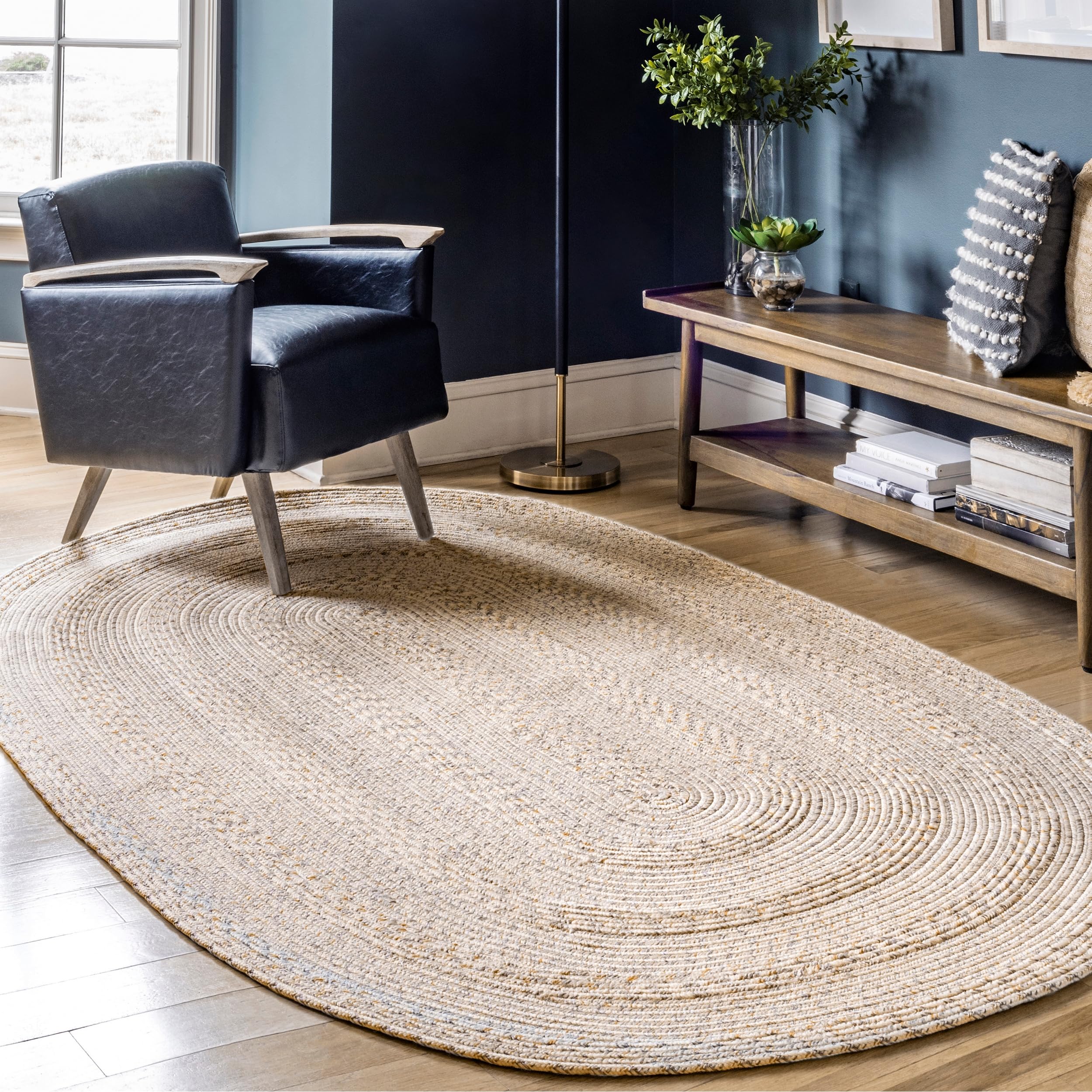 nuLOOM Rowan Braided Texture Indoor/Outdoor Area Rug, 7' 6" x 9' 6" Oval, Ivory