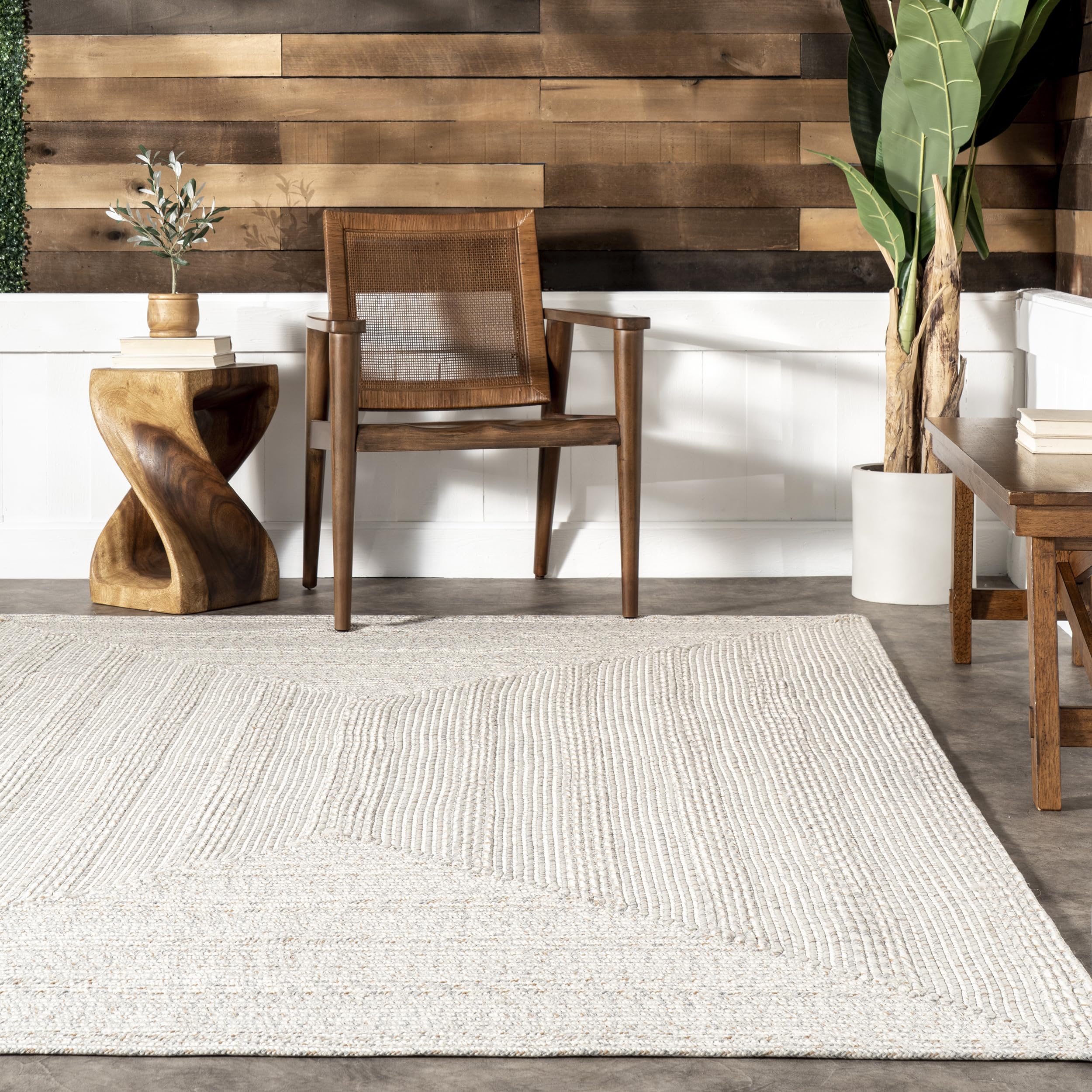 nuLOOM Rowan Braided Texture Indoor/Outdoor Area Rug, 7' 6" x 9' 6" Oval, Ivory