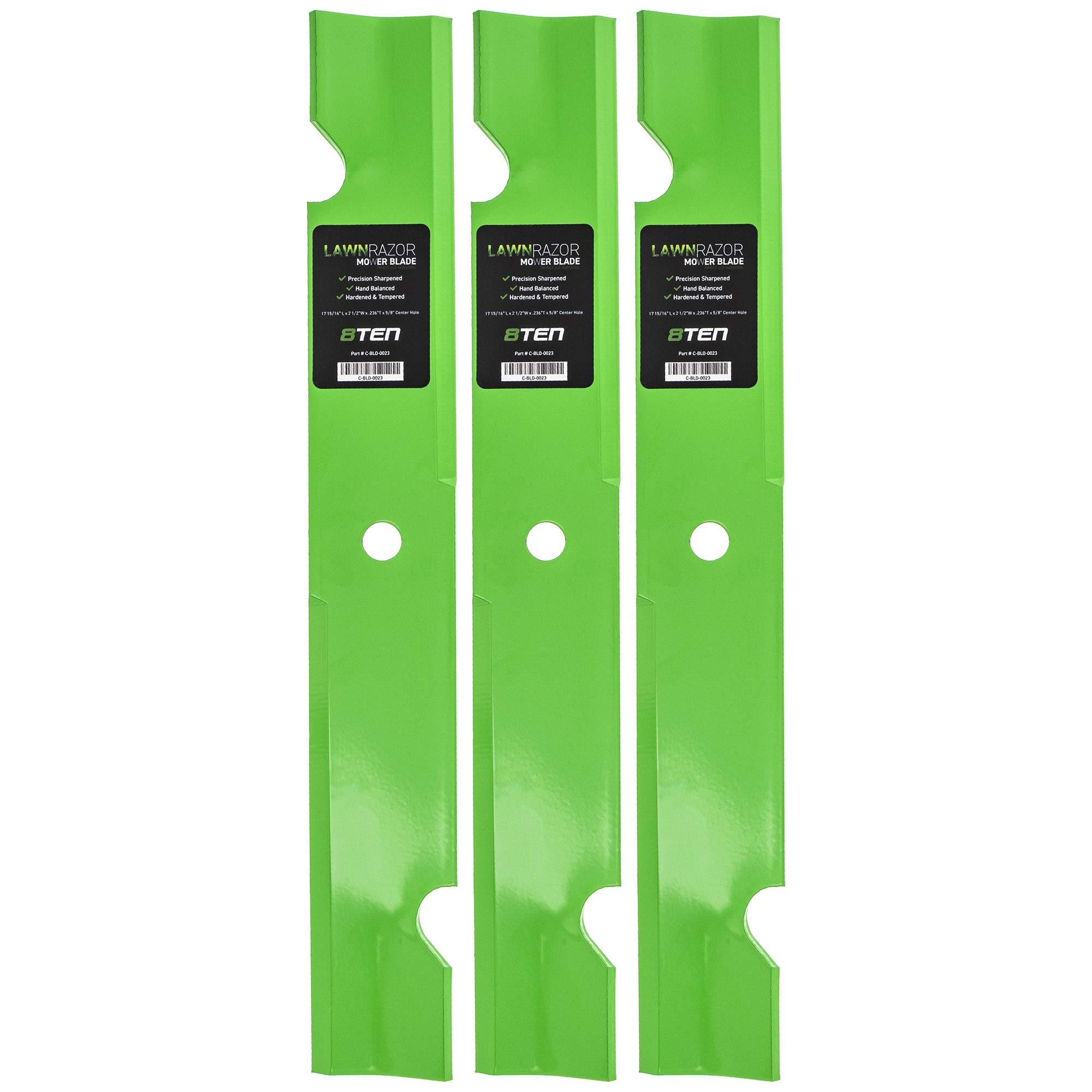 8TEN LawnRAZOR Mower Blade Set for Scag 482878 481707 481711 Exmark 1-633482 539100341 (Medium Lift) 3 Pack