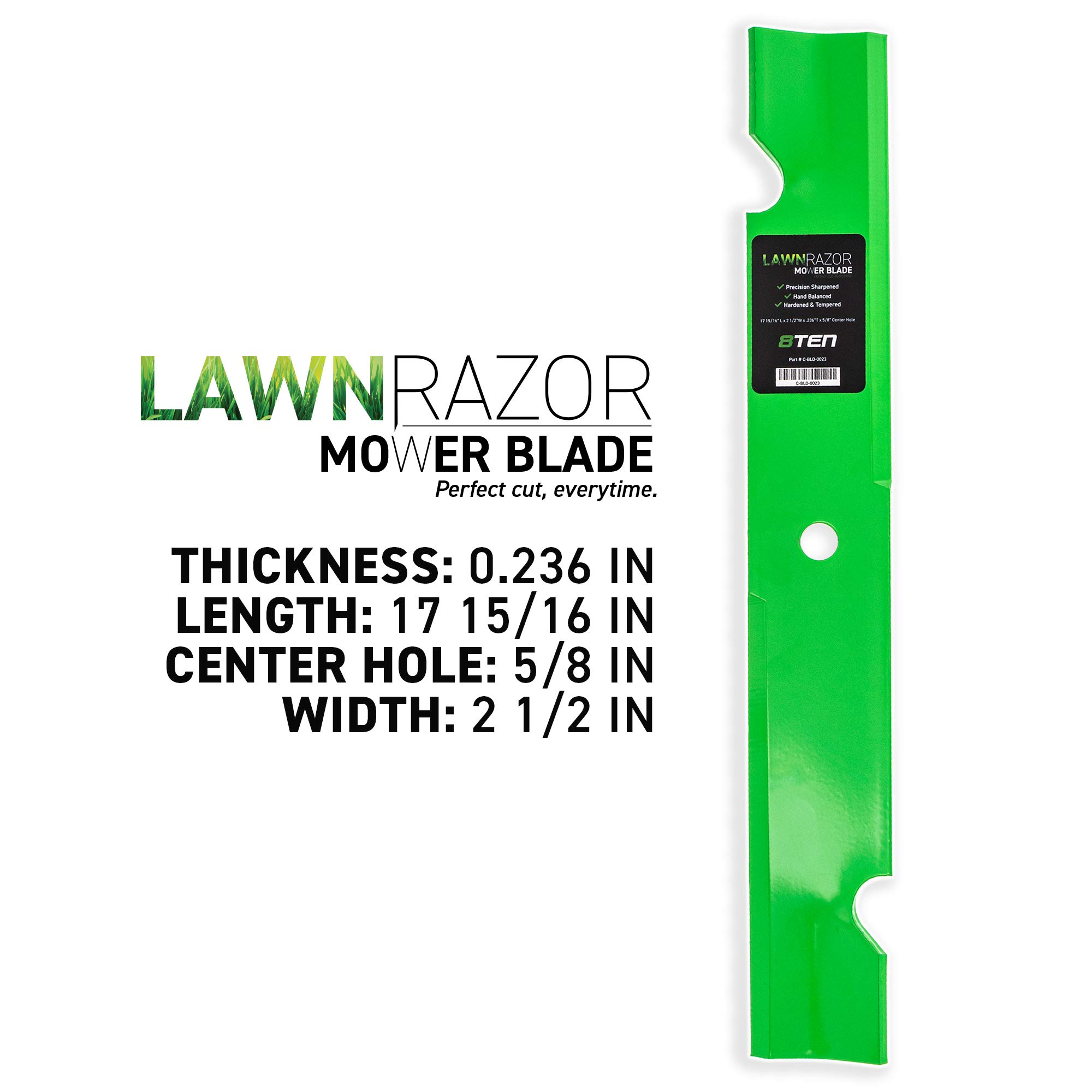 8TEN LawnRAZOR Mower Blade Set for Scag 482878 481707 481711 Exmark 1-633482 539100341 (Medium Lift) 3 Pack