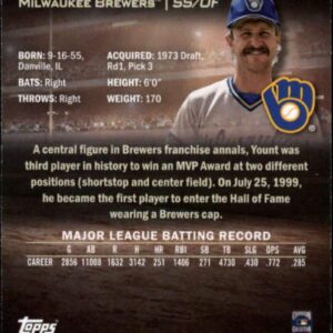 2019 Stadium Club Baseball #182 Robin Yount Milwaukee Brewers Official Topps MLB Trading Card