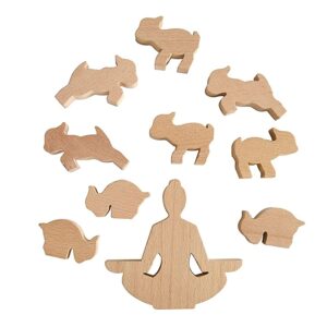 genuine fred goat yoga wooden stacking & balance game, creative game for all ages, solid wood with muslin storage bag, enhance focus and problem solving, great white elephant or zen