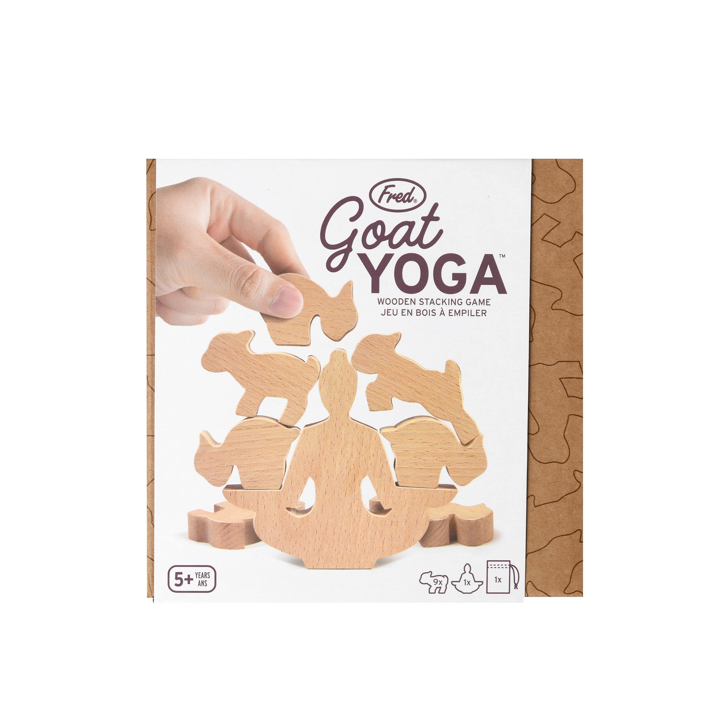 Genuine Fred Goat Yoga Wooden Stacking & Balance Game, Creative Game for All Ages, Solid Wood with Muslin Storage Bag, Enhance Focus and Problem Solving, Great White Elephant or Zen