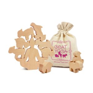 Genuine Fred Goat Yoga Wooden Stacking & Balance Game, Creative Game for All Ages, Solid Wood with Muslin Storage Bag, Enhance Focus and Problem Solving, Great White Elephant or Zen