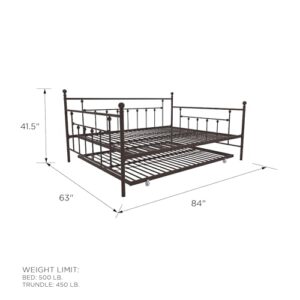 DHP Manila Metal Daybed and Trundle, Queen, Bronze