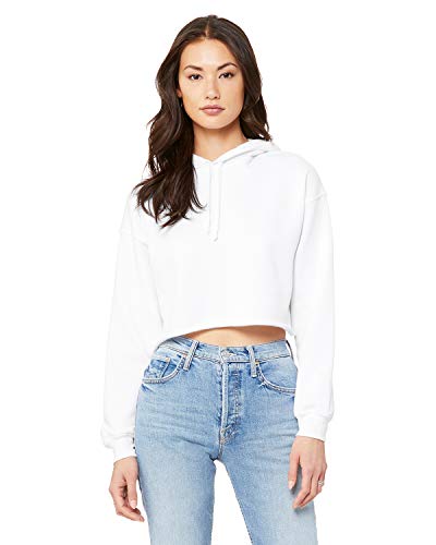 Bella + Canvas Ladies' Cropped Fleece Hoodie S WHITE