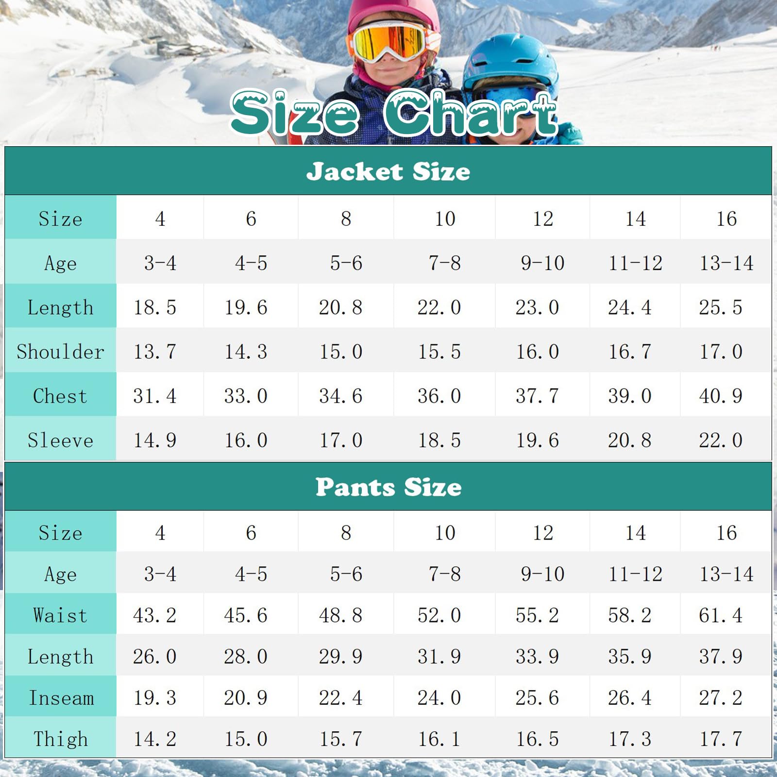 Boys Ski Jacket Snow Jacket Pants Suits Windproof Waterproof Winter Coats 25GR,8