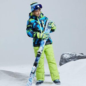 Boys Ski Jacket Snow Jacket Pants Suits Windproof Waterproof Winter Coats 25GR,8