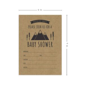 Adventure Awaits Baby Shower Invitation / 25 Mountain Themed Fill in The Blank Baby Shower Invites