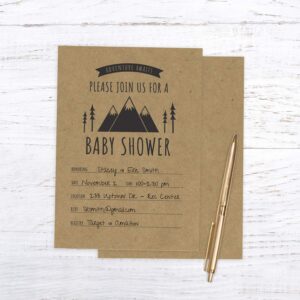 Adventure Awaits Baby Shower Invitation / 25 Mountain Themed Fill in The Blank Baby Shower Invites