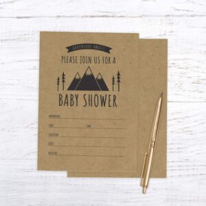 Adventure Awaits Baby Shower Invitation / 25 Mountain Themed Fill in The Blank Baby Shower Invites