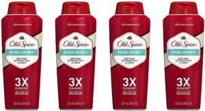 old spice high endurance body wash for men, pure sport - 18 fl oz / 532 ml x 4 pack