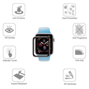 SNSIR Screen Protector 44mm for Apple watch Series 6/SE Series 5/4 [2 Pack] [Tempered Glass] Full Coverage Protective Foil 9H 2.5D (Black 44mm)