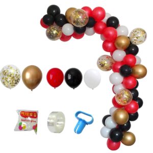 diy balloon arch & garland kit, 113pcs party balloons decoration set, gold confetti balloons & gold red black white latex balloons for baby shower, wedding, birthday, graduation party