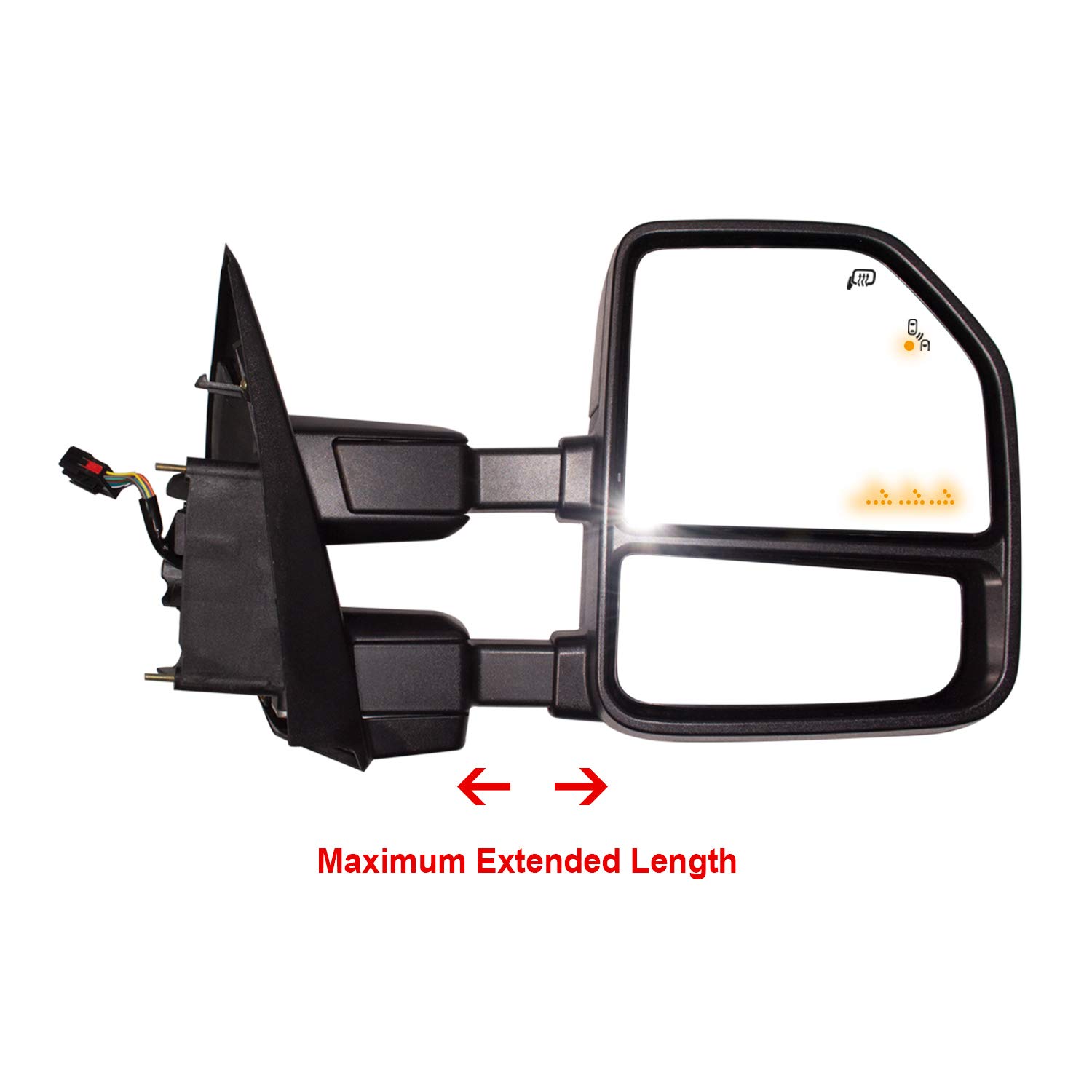 AERDM New towing mirror Black Housing with Temperature sensor fit Ford Super Duty F-250 F-350 F-450 F-550 2017 2018 2019 w/Blind Spot with arrow Lamp,Turn Signal, Puddle, Clearance and Auxiliary Lamp