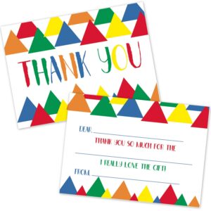 old blue door invites preschool kids fill in the blank thank you cards (20 count with envelopes) - colorful triangles pattern thank you notes for boys and girls