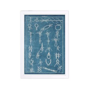 wynwood studio coastal framed wall art prints 'nautical knots' home décor, 13" x 19", blue, white