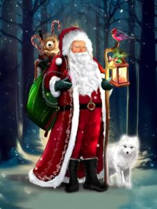 skryuie 5d santa claus diamond painting kit - diy diamond art christmas in july, full round drill - crystal embroidery cross stitch - adult craft for wall & office decor - 12x16 inch