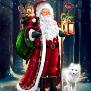 SKRYUIE 5D Santa Claus Diamond Painting Kit - DIY Diamond Art Christmas in July, Full Round Drill - Crystal Embroidery Cross Stitch - Adult Craft for Wall & Office Decor - 12x16 inch