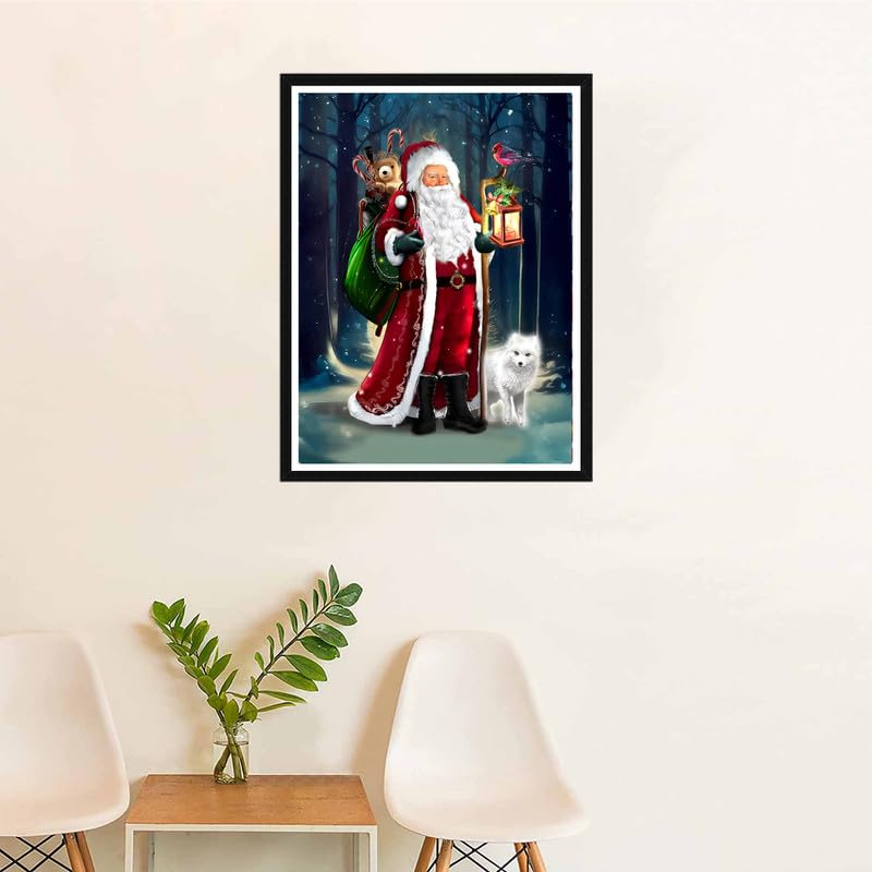 SKRYUIE 5D Santa Claus Diamond Painting Kit - DIY Diamond Art Christmas in July, Full Round Drill - Crystal Embroidery Cross Stitch - Adult Craft for Wall & Office Decor - 12x16 inch