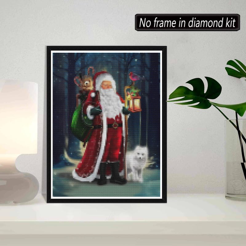 SKRYUIE 5D Santa Claus Diamond Painting Kit - DIY Diamond Art Christmas in July, Full Round Drill - Crystal Embroidery Cross Stitch - Adult Craft for Wall & Office Decor - 12x16 inch