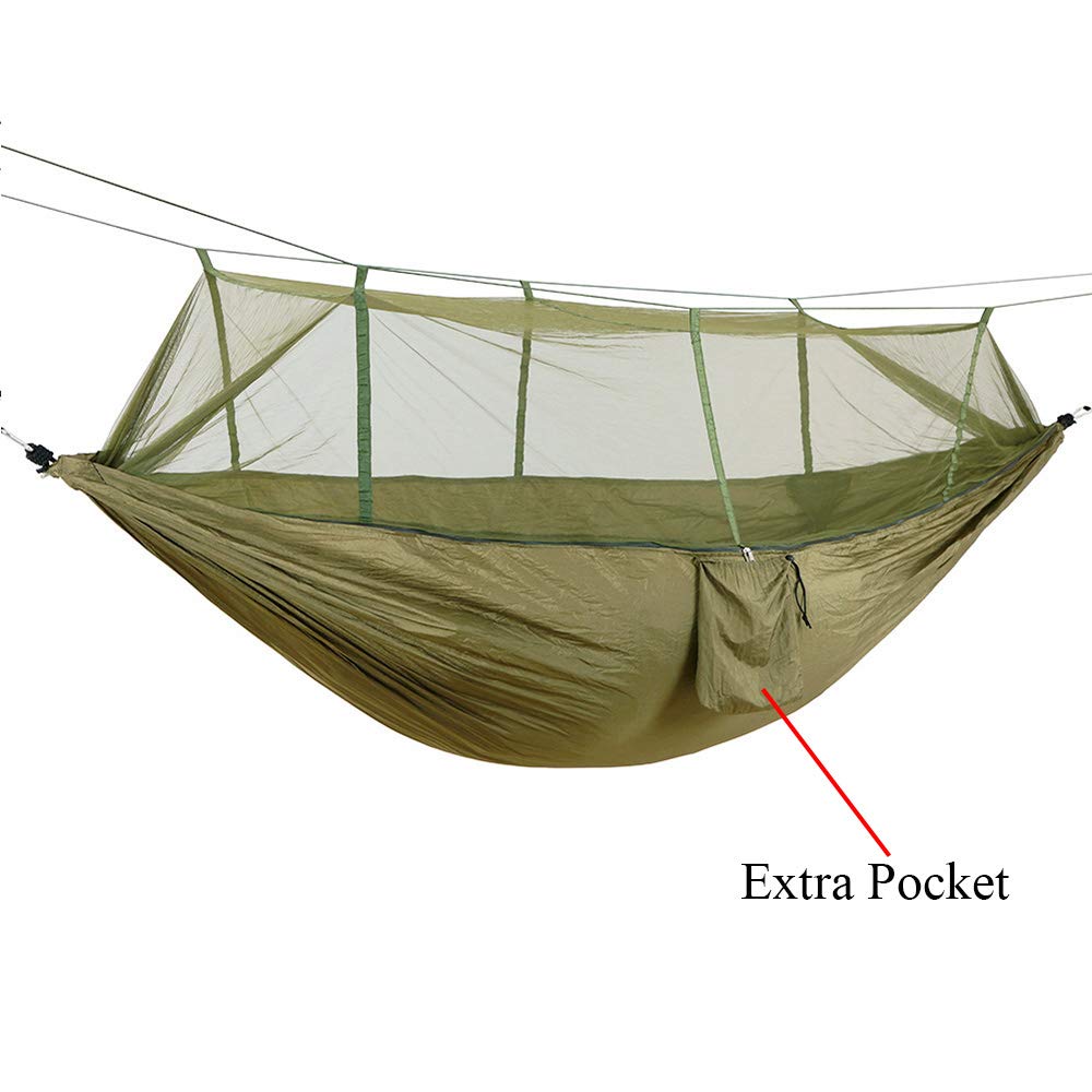 Camping Hammock 2 Person Hammocks with Net, Tent, Tree Straps Heavy Duty Waterproof Lightweight Nylon Portable Hammock for Hiking Outdoor Travel Beach Survival Backyard