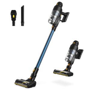 turbro jeeves j22 cordless vacuum cleaner 22kpa powerful vac w/brushless motor, stick and handheld 2-in-1, wall-mount, 3x suction modes, up to 50 min runtime, black